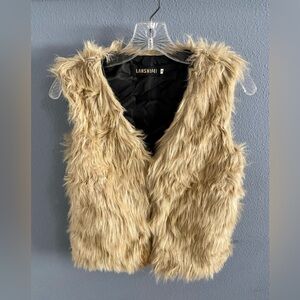 Lanshifei Women's Brown Faux Fur Vest Small